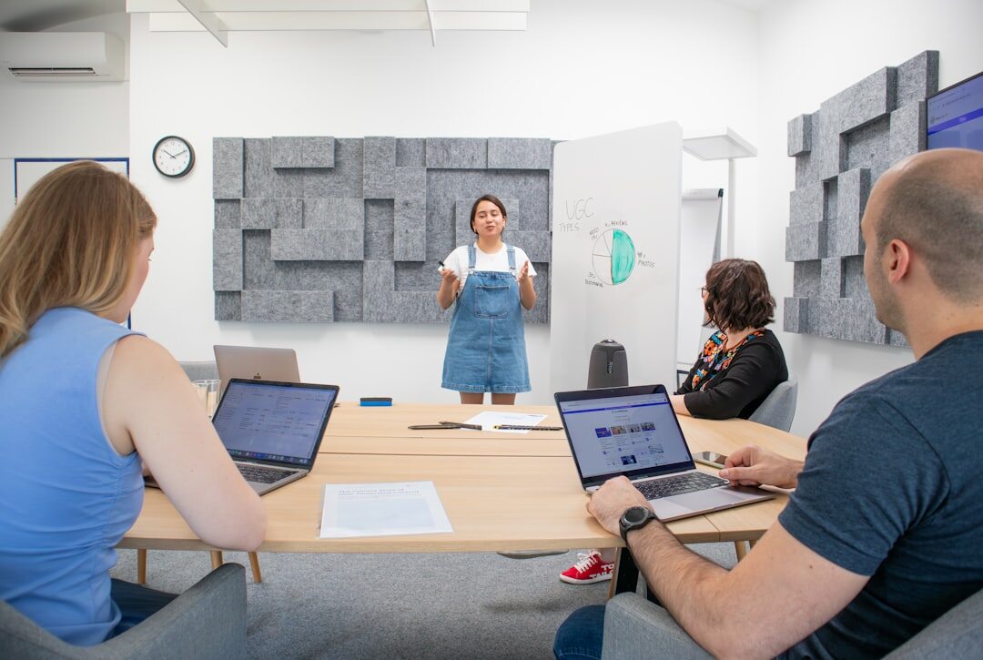 journalist leading creative meeting